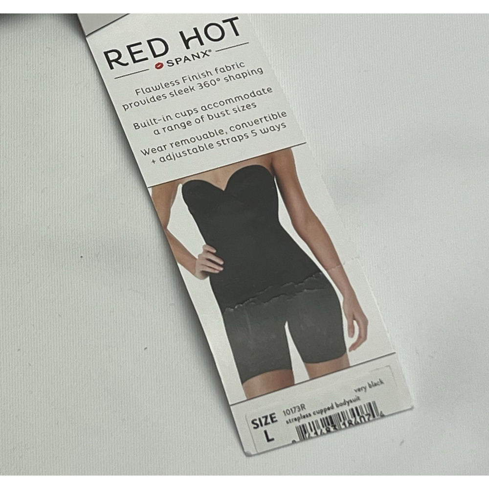 Spanx Women's Black Red Hot Shapewear Convertible Bra Thigh Coverage Size L NWT - Picture 6 of 11